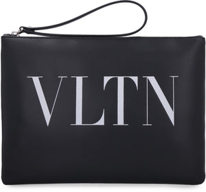 Valentino Garavani - VLTN leather flat pouch-1